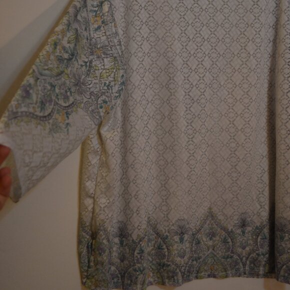 ALFRED DUNNER Polyester woven Light White Green Floral Prints Lining Blouse XL - Picture 9 of 9